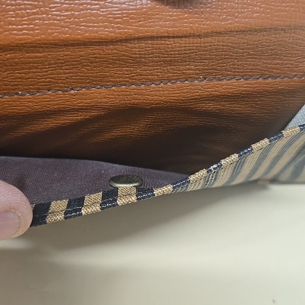Fendi Striped Pequin Long Tri Fold Checkbook Wallet Vintage Glam - Picture 5 of 16